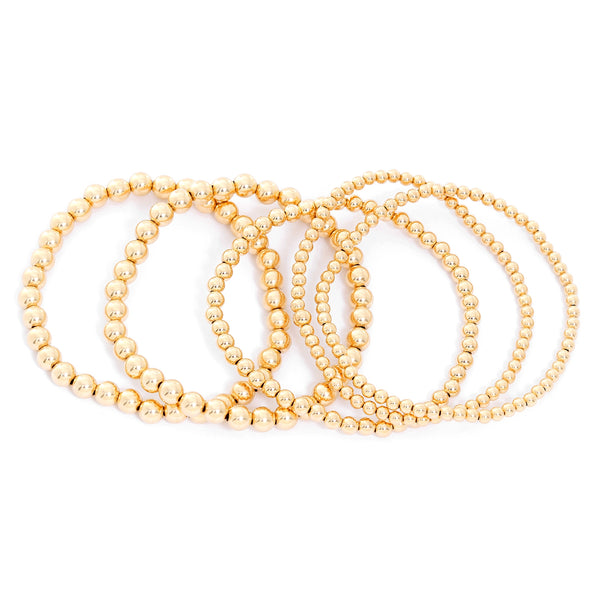 Gold Bead Ball Stackable Bracelets