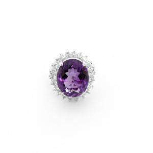 Platinum Purple Amethyst and Diamond Ring