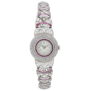 Tiffany Art Deco Ladies Platinum Diamond and Ruby Watch