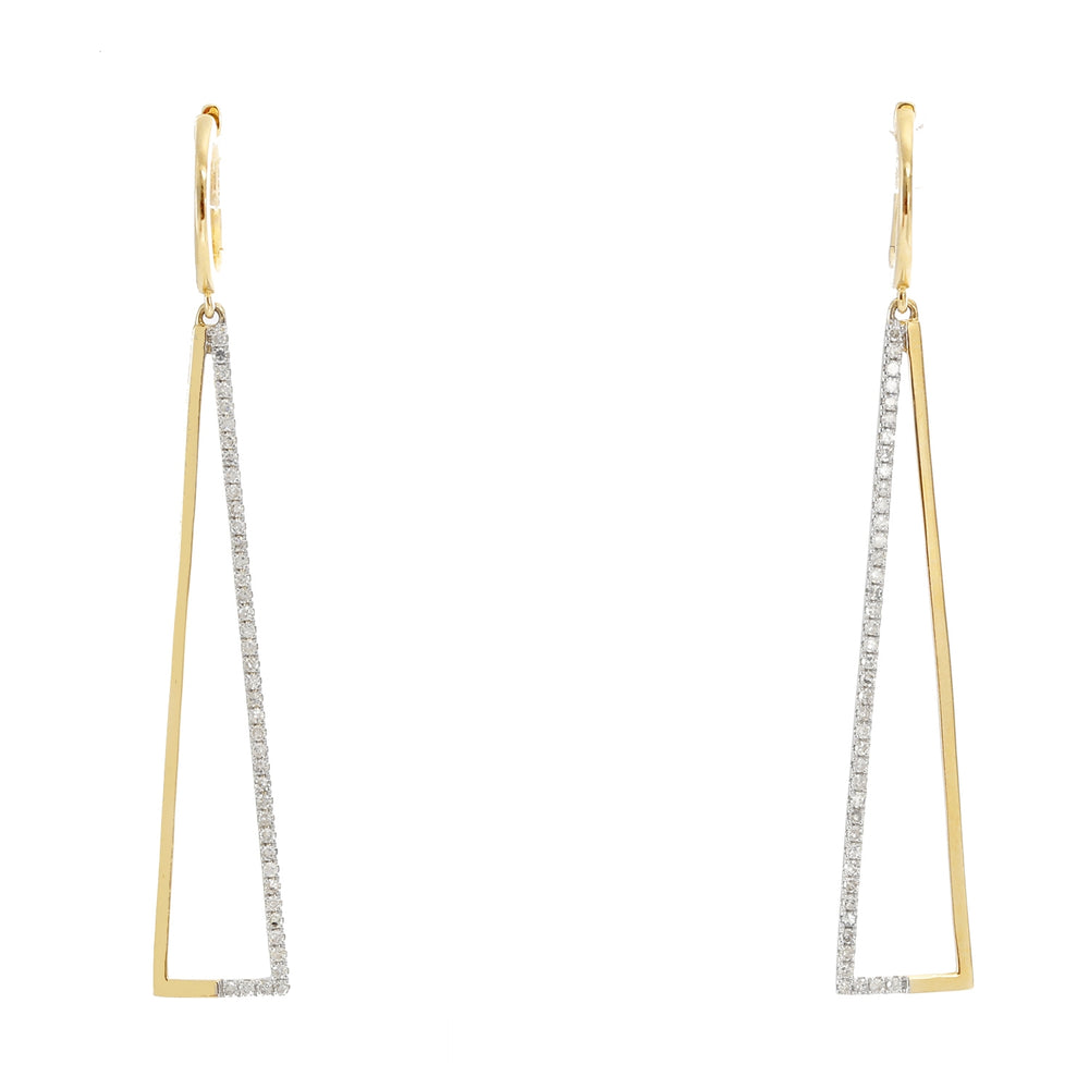 Triangular 14K Yellow Gold Diamond Earrings
