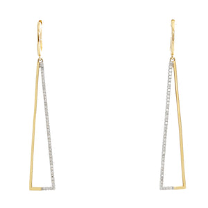Triangular 14K Yellow Gold Diamond Earrings