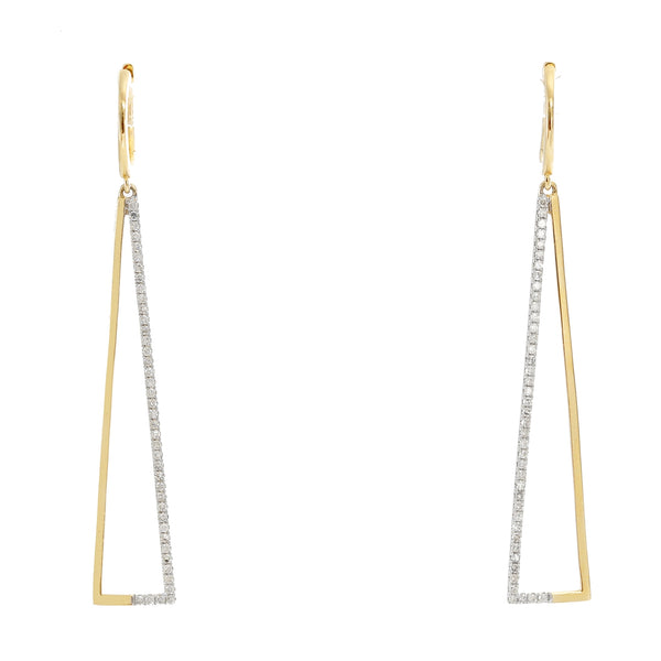 Triangular 14K Yellow Gold Diamond Earrings