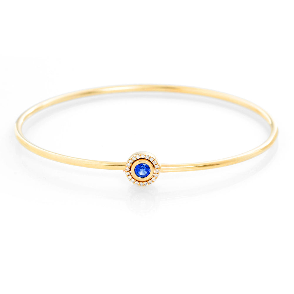 Sapphire and Diamond Halo Flex Bangle