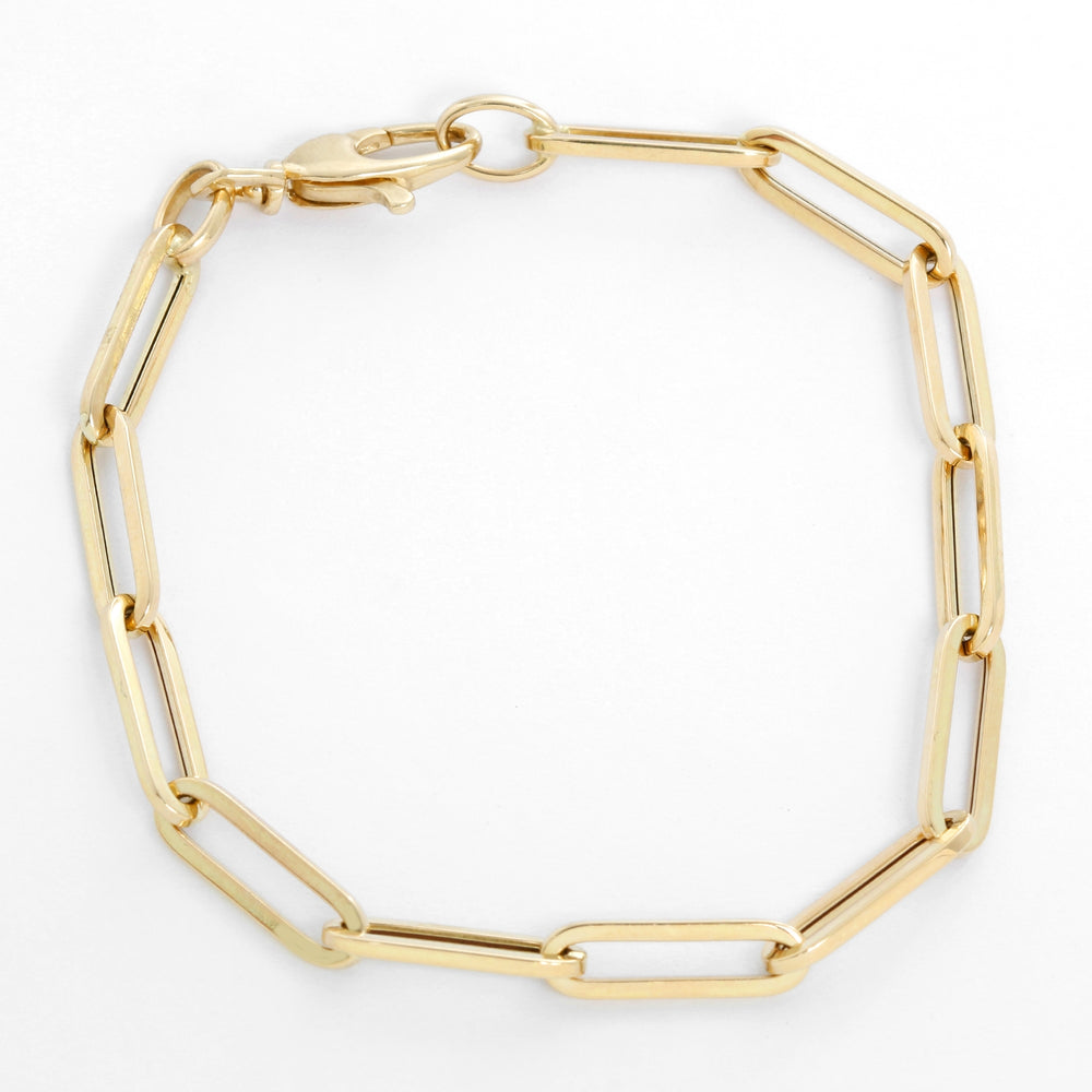 14K Yellow Gold Paper Clip Chain Bracelet