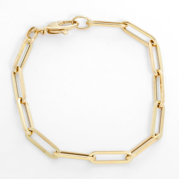 14K Yellow Gold Paper Clip Chain Bracelet