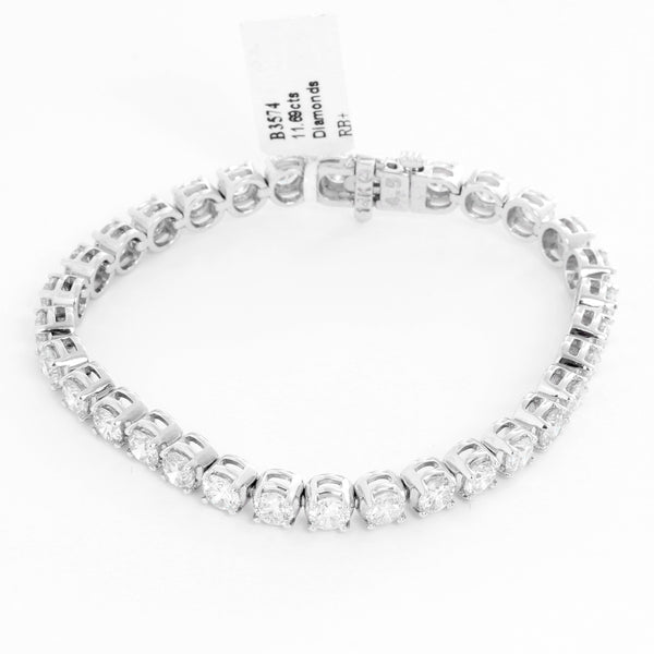 Beautiful 14k White Gold and 11.69 ct. Diamond Tennis Bracelet