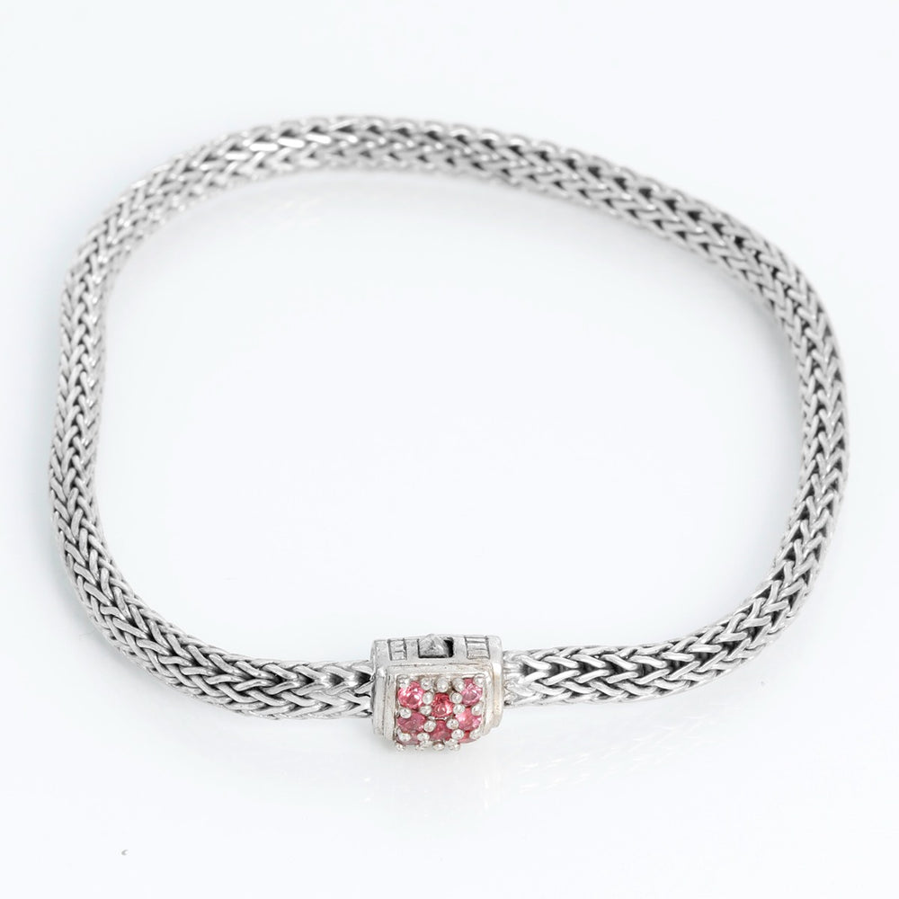 Sterling Silver Cable Bracelet with Tourmaline Stones