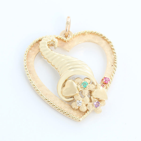 Cartier 14K Yellow Gold Horn of Plenty Heart Pendant