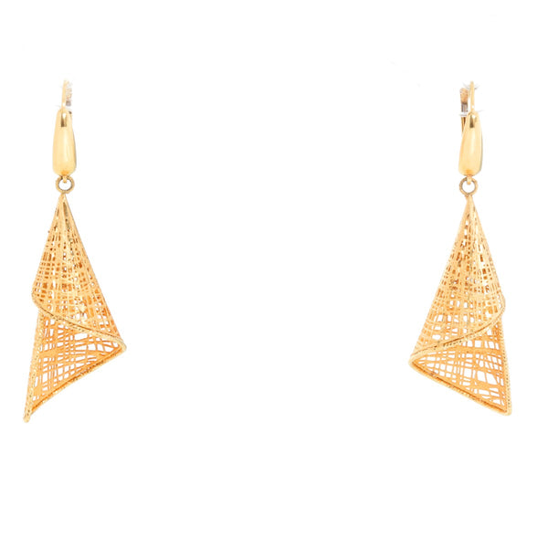 14K Yellow Gold Woven Twirl Earrings