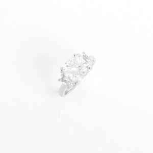 3.24 Carat Cushion Cut Diamond Engagement Ring Size 4.5