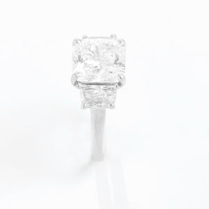 3.24 Carat Cushion Cut Diamond Engagement Ring Size 4.5