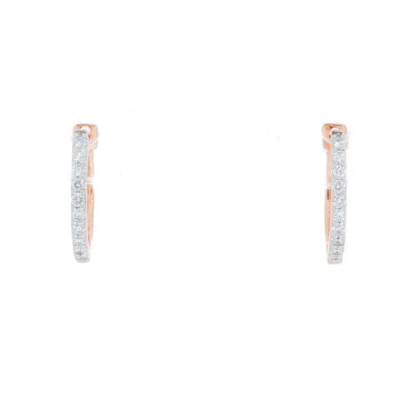 Diamond 14k Rose Gold Mini Hoop Earrings Apx. 13 cts.