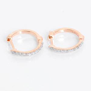 Diamond 14k Rose Gold Mini Hoop Earrings Apx. 13 cts.