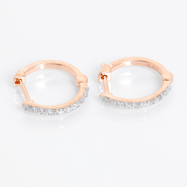 Diamond 14k Rose Gold Mini Hoop Earrings Apx. 13 cts.