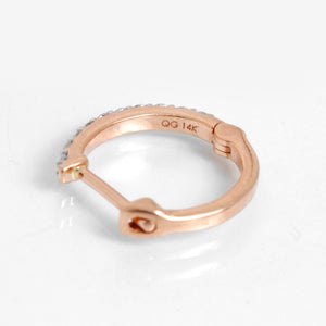 Diamond 14k Rose Gold Mini Hoop Earrings Apx. 13 cts.