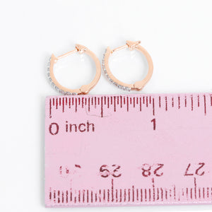 Diamond 14k Rose Gold Mini Hoop Earrings Apx. 13 cts.
