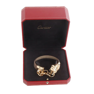 Vintage Cartier 18K Yellow Gold Panthere Head With Chain Silk Bracelet Bracelet Size 17