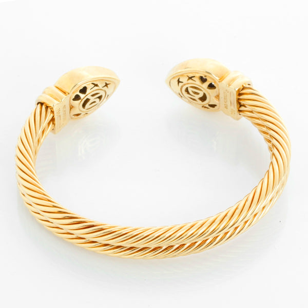 David Yurman Double Cable Pave Diamond Heart Cuff Bracelet