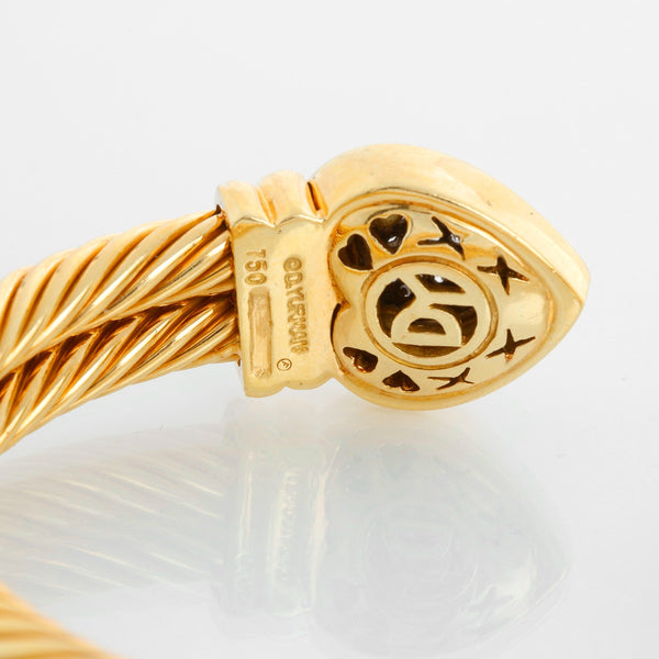 David Yurman Double Cable Pave Diamond Heart Cuff Bracelet