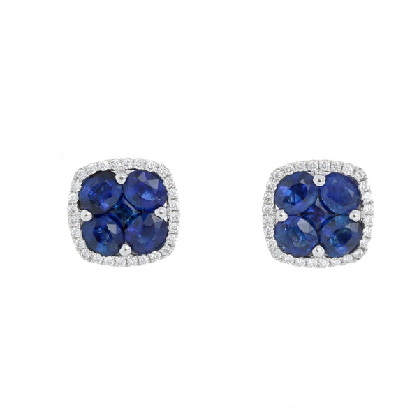 18K White gold Blue Sapphire Earrings