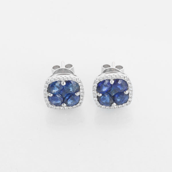 18K White gold Blue Sapphire Earrings