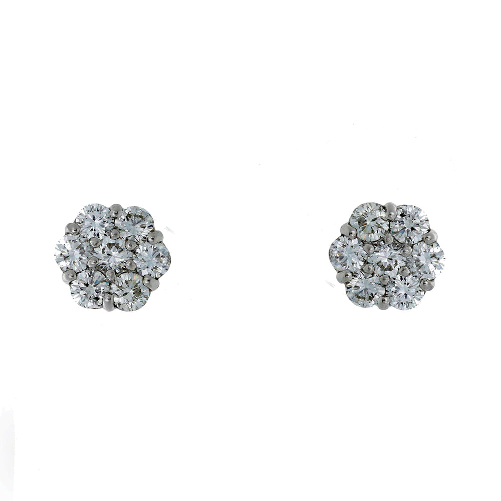 Platinum Diamond Flower Studs – 2 cts. Total Weight