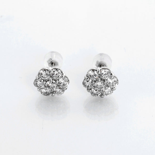 Platinum Diamond Flower Studs – 2 cts. Total Weight