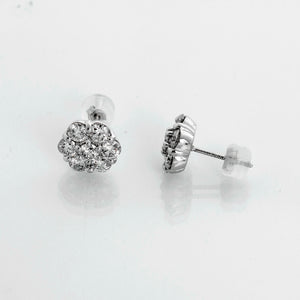 Platinum Diamond Flower Studs – 2 cts. Total Weight