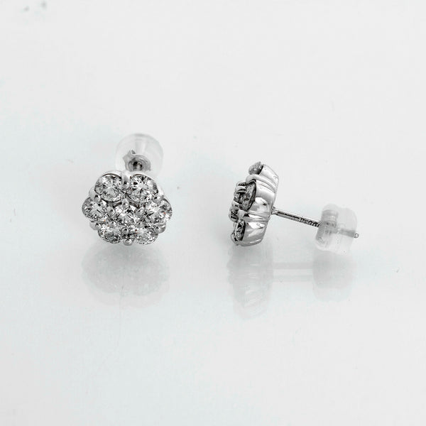 Platinum Diamond Flower Studs – 2 cts. Total Weight