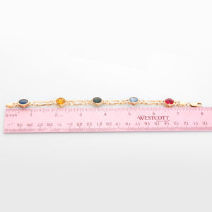 14K Yellow Gold Multi Colored Stone Bracelet – Image 4