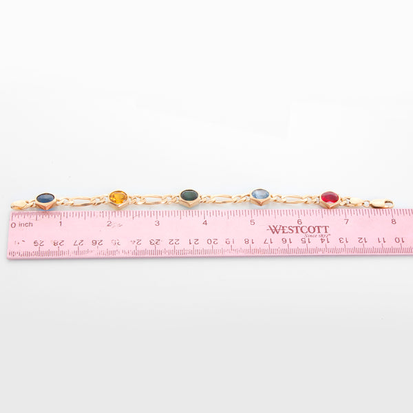 14K Yellow Gold Multi Colored Stone Bracelet – Image 4