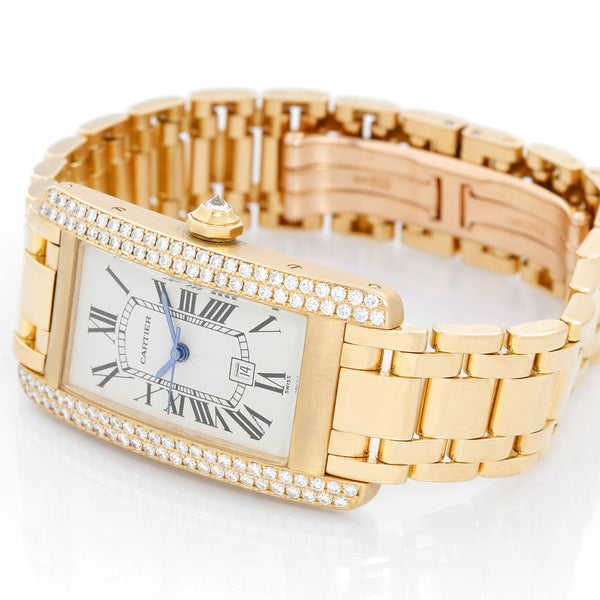 Cartier Tank Americaine Unisex 18k Gold & Diamond Watch