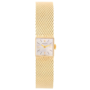 Vintage Ladies 14k Yellow Gold Square Ladies Watch on Mesh Bracelet