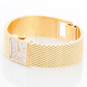 Vintage Ladies 14k Yellow Gold Square Ladies Watch on Mesh Bracelet