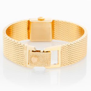 Vintage Ladies 14k Yellow Gold Square Ladies Watch on Mesh Bracelet