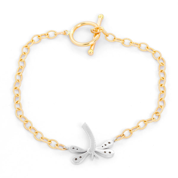 Diamond & Gold Dragonfly Bracelet
