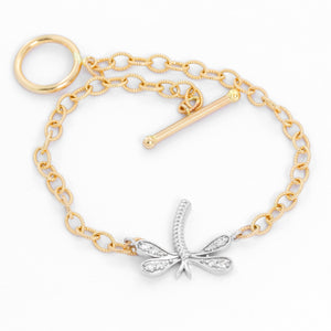 Diamond & Gold Dragonfly Bracelet
