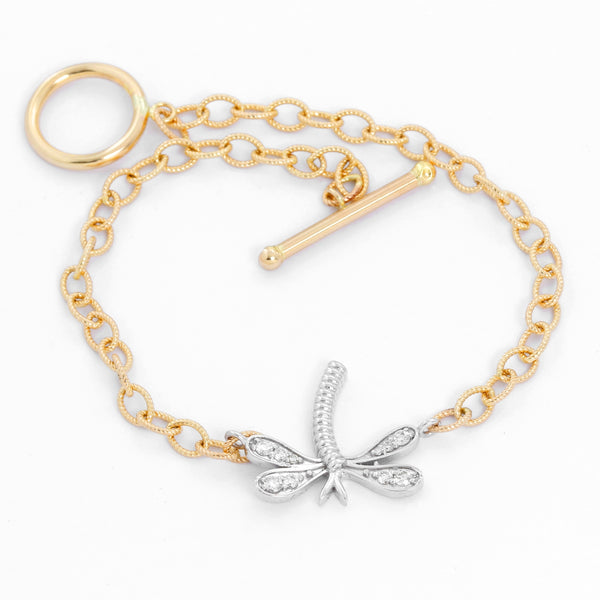 Diamond & Gold Dragonfly Bracelet