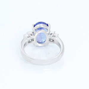 Oval Shaped Tanzanite with Diamonds Platinum Ring Size 7