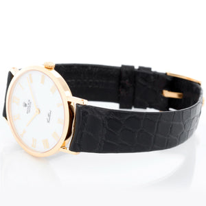 Rolex Cellini Men's 18k Yellow Gold Watch on Strap Band Mod. 4112