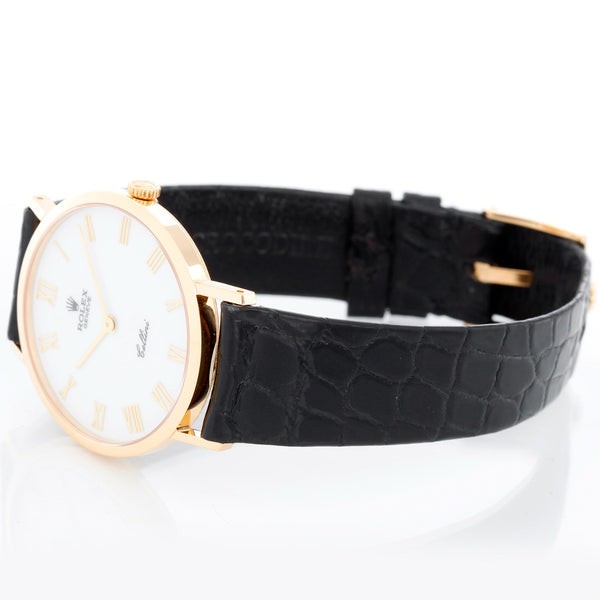 Rolex Cellini Men's 18k Yellow Gold Watch on Strap Band Mod. 4112