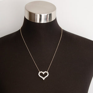 18K Yellow Gold Diamond Heart Necklace 3.22 cts