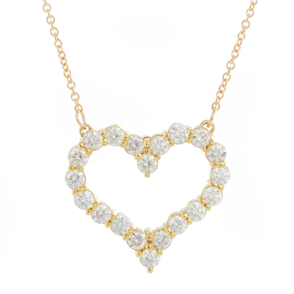 18K Yellow Gold Diamond Heart Necklace 3.22 cts