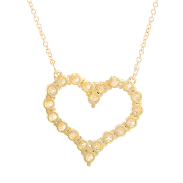 18K Yellow Gold Diamond Heart Necklace 3.22 cts