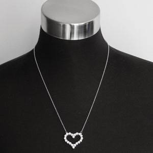 18K White Gold Diamond Heart Necklace 3.21 cts
