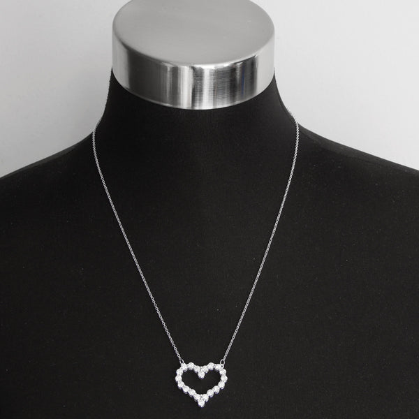 18K White Gold Diamond Heart Necklace 3.21 cts