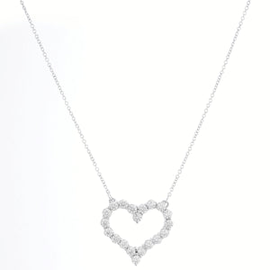 18K White Gold Diamond Heart Necklace 3.21 cts