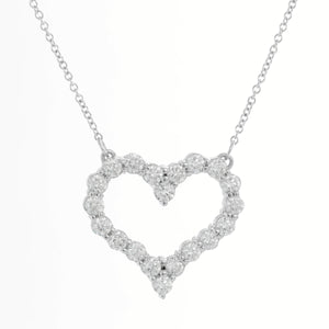 18K White Gold Diamond Heart Necklace 3.21 cts