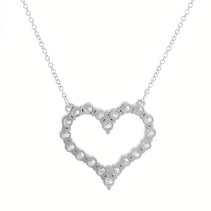 18K White Gold Diamond Heart Necklace 3.21 cts