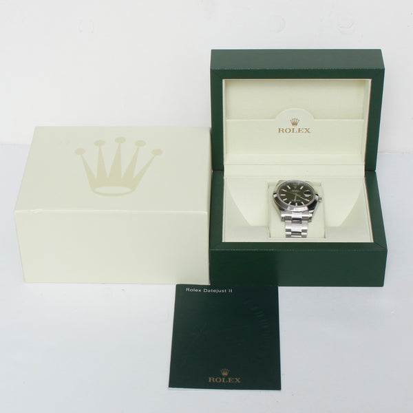 Rolex Datejust II Men's 41mm Stainless Steel Watch Black Dial 116300